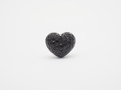 15mm Black CZ Micro Pave Puffy Heart Beads, CZ Pave Heart Beads Charm, Cubic Zirconia Heart Space Beads, SKU#C78