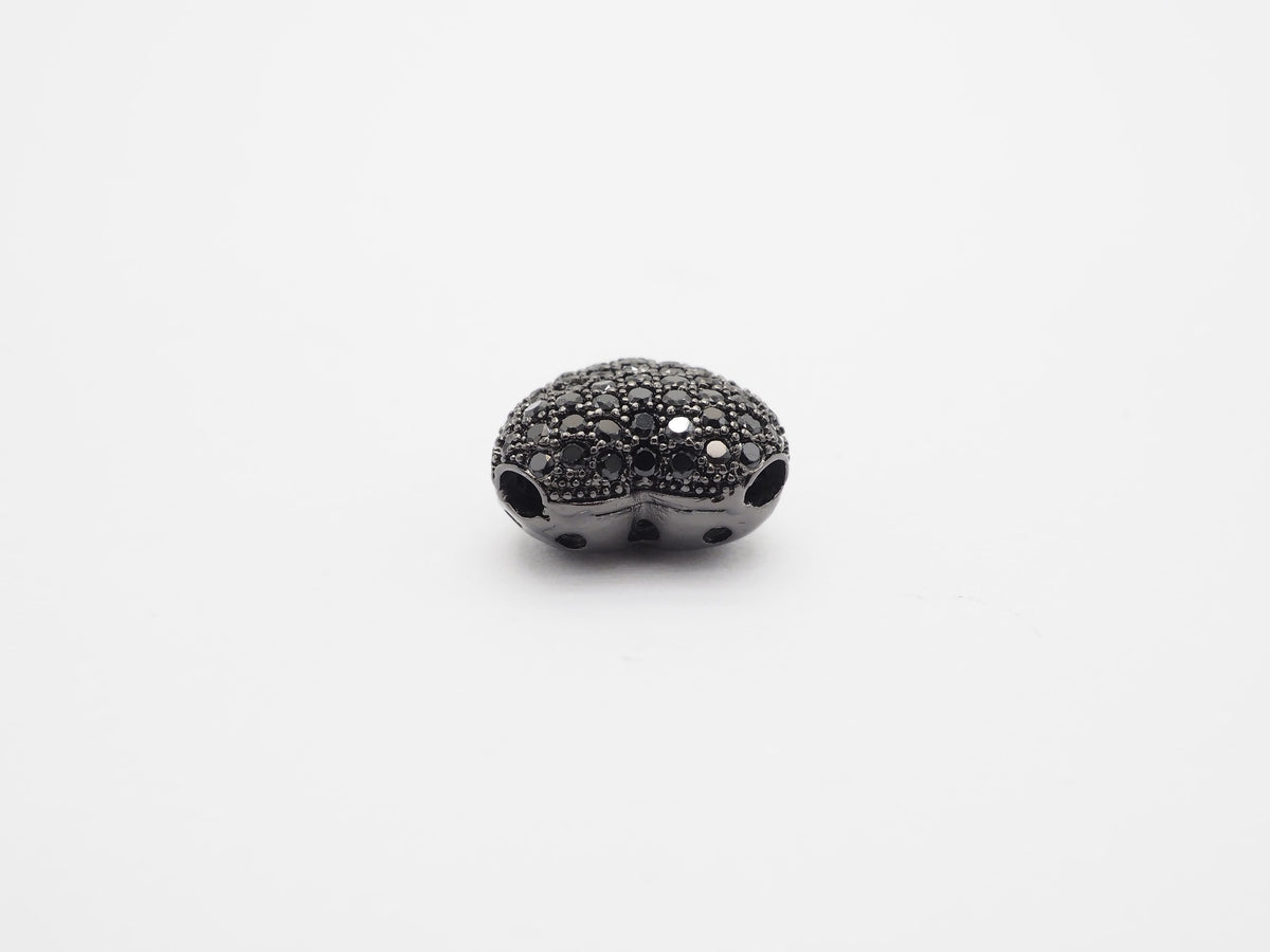 15mm Black CZ Micro Pave Puffy Heart Beads, CZ Pave Heart Beads Charm, Cubic Zirconia Heart Space Beads, SKU#C78