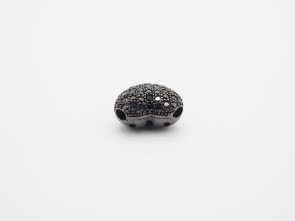 15mm Black CZ Micro Pave Puffy Heart Beads, CZ Pave Heart Beads Charm, Cubic Zirconia Heart Space Beads, SKU#C78
