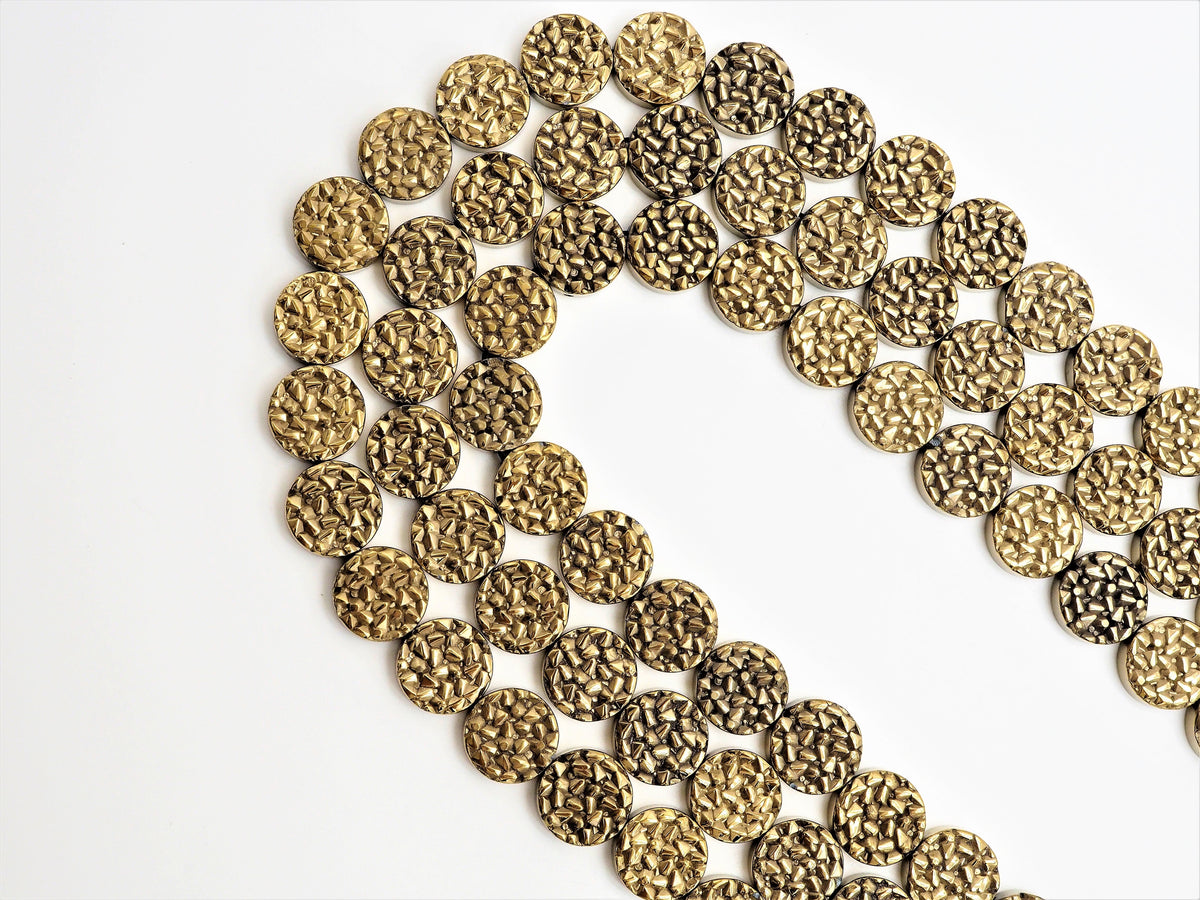 Natural Gold Druzy Style Hematite Beads, S101