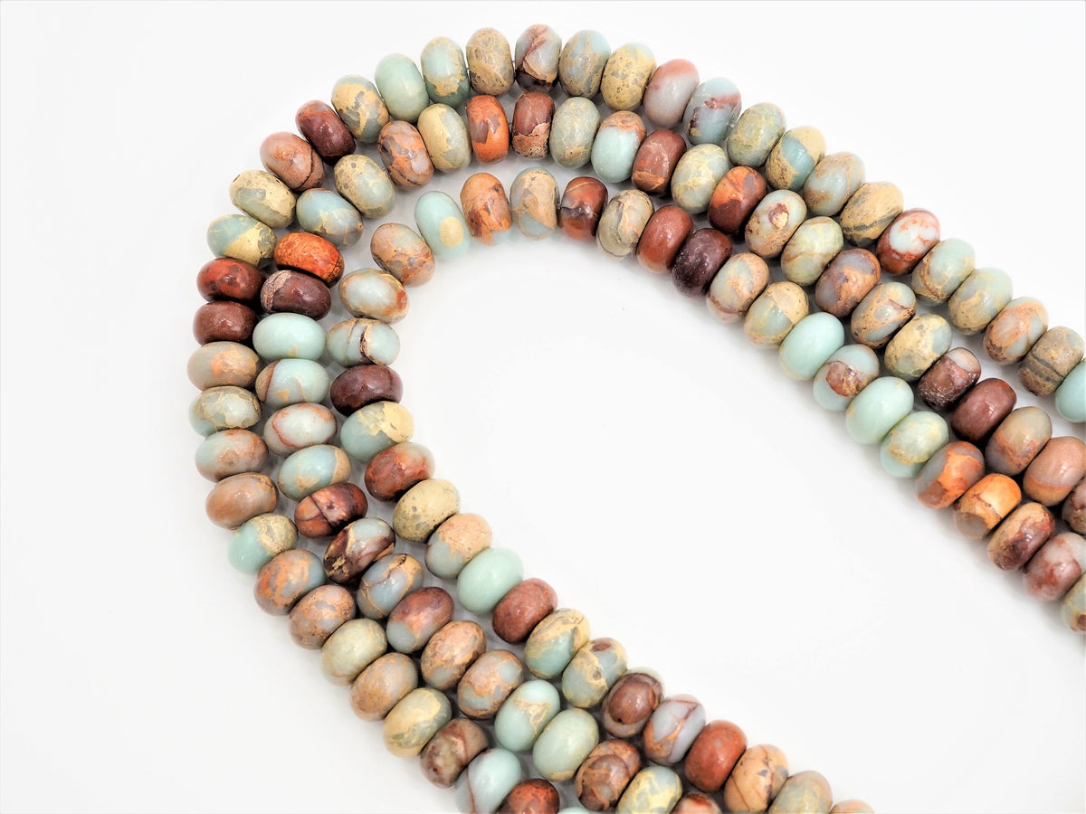 Quality Natural Serpentine Rondelle Smooth Beads, Sku#U313C
