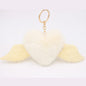 Heart Wings Wool Ball Keychain
