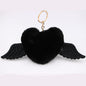 Heart Wings Wool Ball Keychain