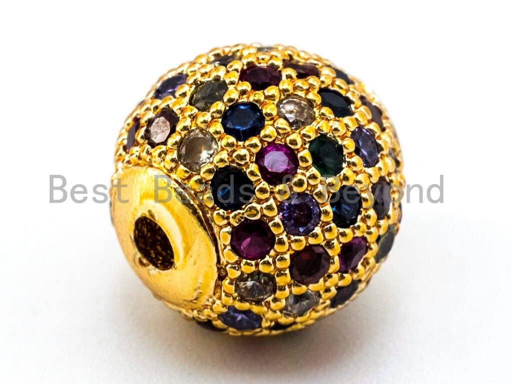 CZ Micro Pave Multi Color Ball Spacer Beads, Rainbow Colored Shamballa Ball Beads,sku#G293