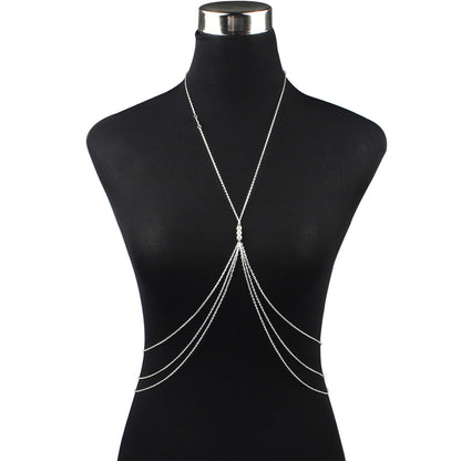 Multilayered Tassel Pearl Body Chain Trend Pearl Sexy Breast Chains