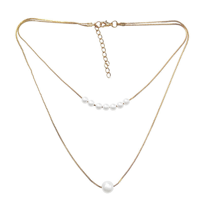 Double Layer Baroque Glass Pearl Pendant Necklace
