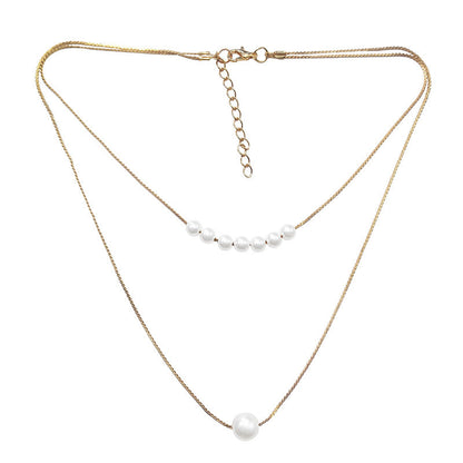 Double Layer Baroque Glass Pearl Pendant Necklace