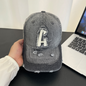 Monochrome Individuality Frayed Letter Embroidery Washed-out Vintage Trend Fashion Holey Brim Baseball Cap Street Travel