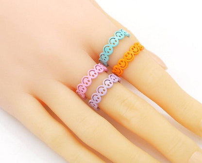 Enamel Smiley Face Stackable Ring, Sku#X358