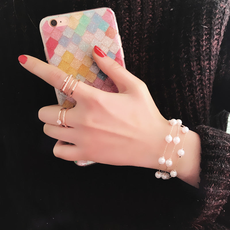 Multi Strand Chain Pearl Bracelet