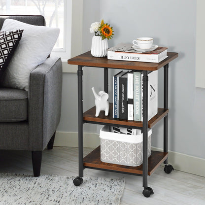3-tier Adjustable Printer Stand with 360° Swivel Casters