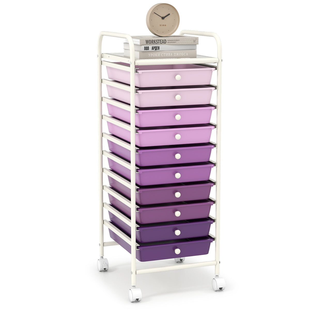 10 Drawer Rolling Storage Cart Organizer with 4 Universal Casters