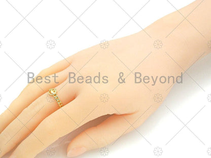 Gold Cute Smiley Face Adjustable Ring,Sku#LD127