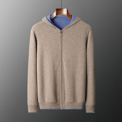 Men's Cashmere Zipper Cardigan Hooded Double-sided Sweater Coat