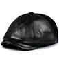 Mens Vintage Beret Leather Octagonal Cap