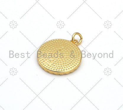 Gold Cowire Shell On Colorful Enamel Round Coin Shape Pendant, Sku#L623
