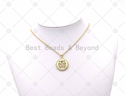 CZ Hollow Out Leopard/Tiger Head Charm, Sku#LK572