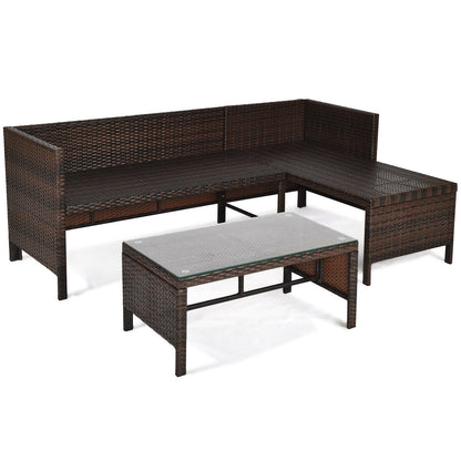 3 Pieces Patio Wicker Rattan Sofa Set
