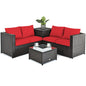 4 Pieces Outdoor Patio Rattan Furniture Set with