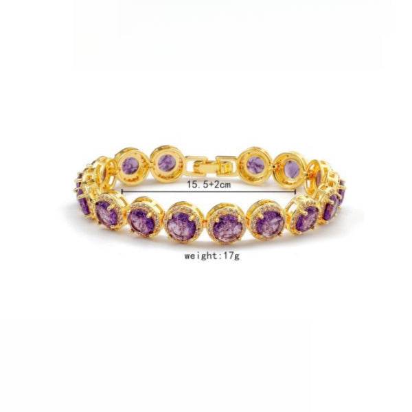 Dazzling Multicolor Cubic Zirconia Round Halo Chain Bracelet, Colored Gem Stones, Adjustable Design, and Unique Patterns