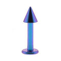 Solid Titanium Dream Blue Purple Cone Labret 5/16-4mm