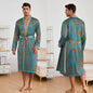 Printing Men's Robes Long Sleeve Shorts Suit