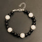 Imitation Pearl Beaded Bracelet Stretch Rhinestone Ball Vintage Bracelet