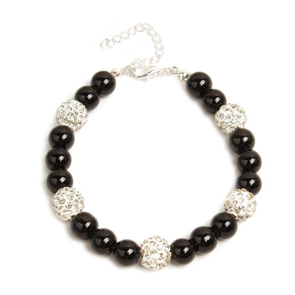 Imitation Pearl Beaded Bracelet Stretch Rhinestone Ball Vintage Bracelet