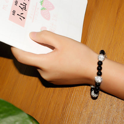 Imitation Pearl Beaded Bracelet Stretch Rhinestone Ball Vintage Bracelet