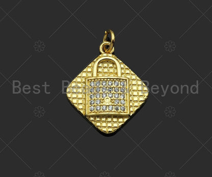 Gold Filled CZ Micro Pave Evil Eye Moon Heart Star Lock Medallion Pendant, 18K Gold Filled Charm,Necklace Bracelet Pendant,17x20mm,Sku#LK325
