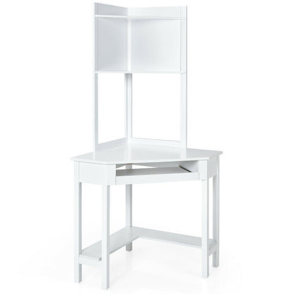 Corner Computer Desk with Hutch and Storage Shelves