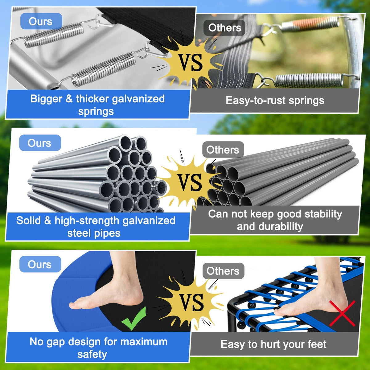 Outdoor Trampoline with Safety Closure Net-8 ft