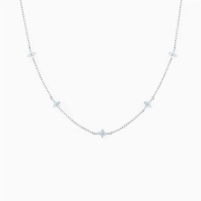 18K Gold Plated Tiny Blue Flower Necklace For Women, Gold Color Cute Pendant Necklace, Trendy Female Fashion Jewelry | Cubic Zirconia