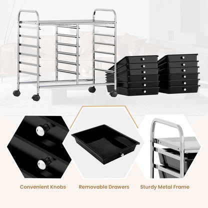 12 Drawers Rolling Storage Cart for Home and Office