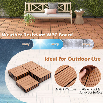 12 x 12 Inch 18 Piece All Weather Interlocking Deck Tiles for Splicing Area