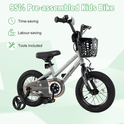 12 Inch Kids Bike Adjustable with Transparent Chain Cover for 3-4 Years Old