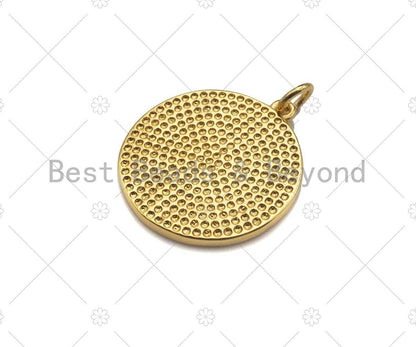 Gold Filled Clover On Colorful Enamel Round Coin Shape Pendant, Shamrock charm, Sku#L570