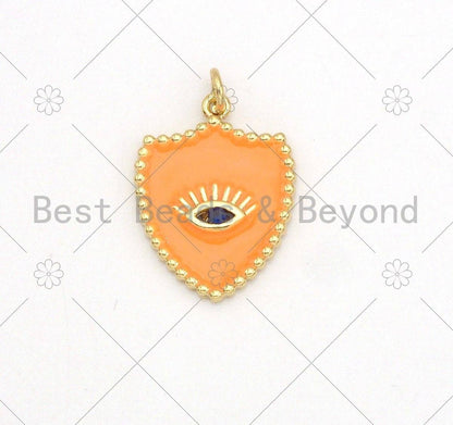Colorful Enamel Evil Eye On Shield Shape Pendant,18K Gold Filled Enamel Evil Eye Charm,Enamel Jewelry,18x23mm,Sku#L579