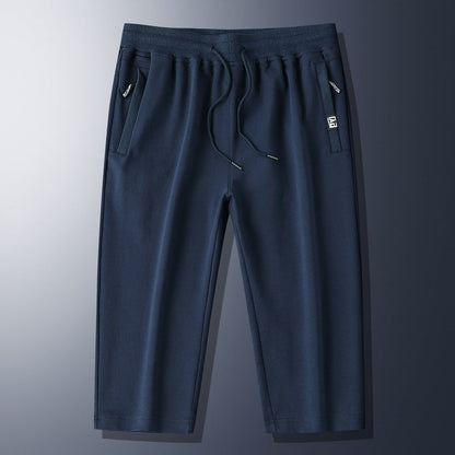 Summer New Mens Casual Ice-Silk Cropped Pants