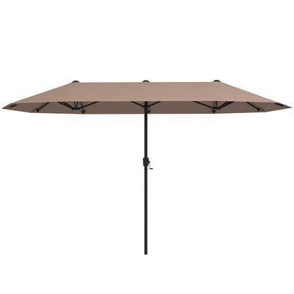 13 FT Large Patio Umbrella Outdoor Double-Sided Table Market Umbrella with Crank Handle-Beige