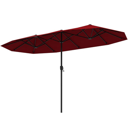 13 FT Large Patio Umbrella Outdoor Double-Sided Table Market Umbrella with Crank Handle-Beige