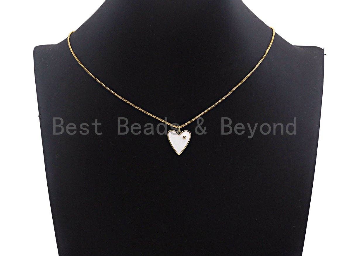 Enamel heart Pendant with CZ, Z412