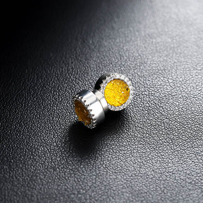 Magnetic Round Halo Stud Earrings for Men Women, Multicolor Crystal Cluster Non-Piercing Clip On
