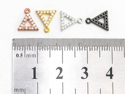 CZ Micro Pave Small Triangle Pendant/Charm, Cubic Zirconia Charm, Fashion Jewelry Findings, Gold/Silver/Rose Gold/Black Color 8x9mm, sku#B75