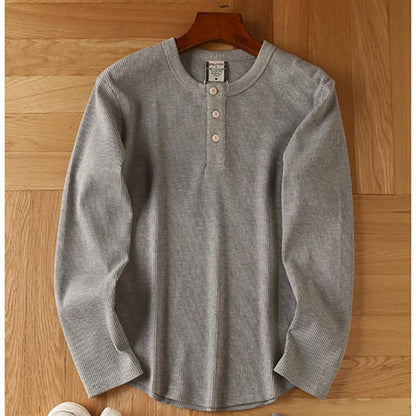 European And American Men's Cotton Waffle-Weave Long-Sleeve T-Shirt Base Layer