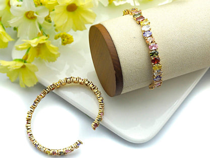 Colorful CZ Cuff Bracelet, Sku#X29