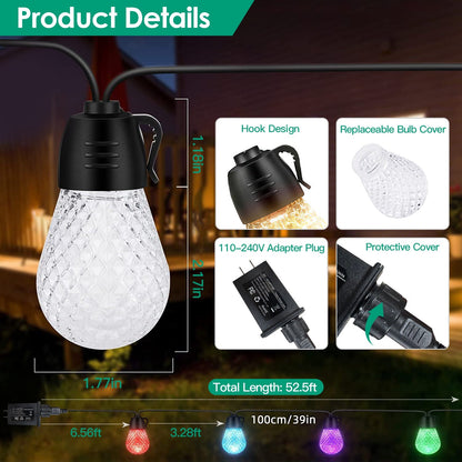 Colorful RGB Outdoor String Lights with App Control