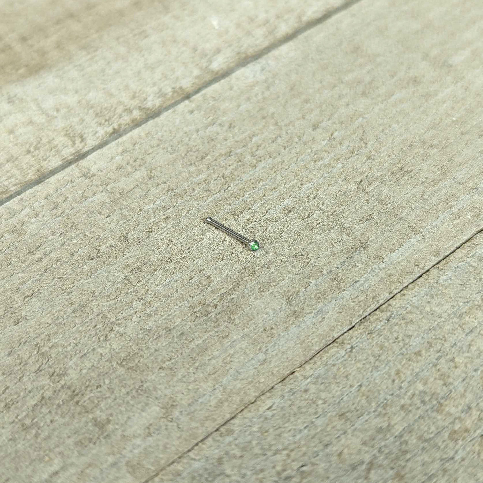 20G Stainless Steel Green Gem Micro Nose Bone