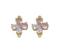Clear Pink Drop Shape CZ Flower Connector Charm, Sku#LD332