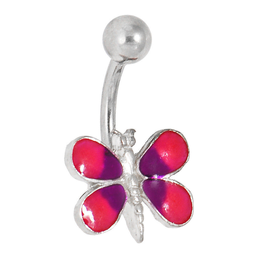 Enamel DRAGONFLY - FUCHSIA Belly Button Navel Ring